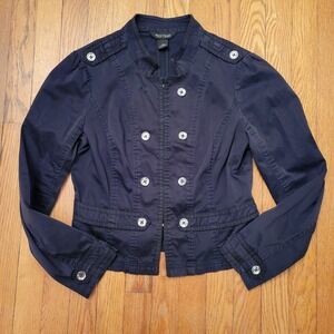 WHBM Black Combat Military Double Breasted Jacket 10 Band Whimsigoth Moto Indie